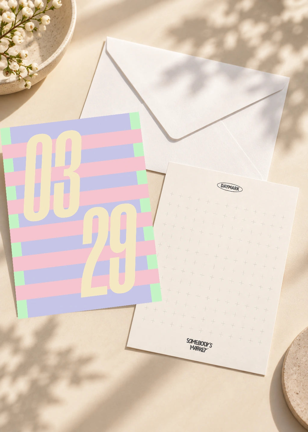 March 29 DAYMARK card — Pastel Bands — scene 2