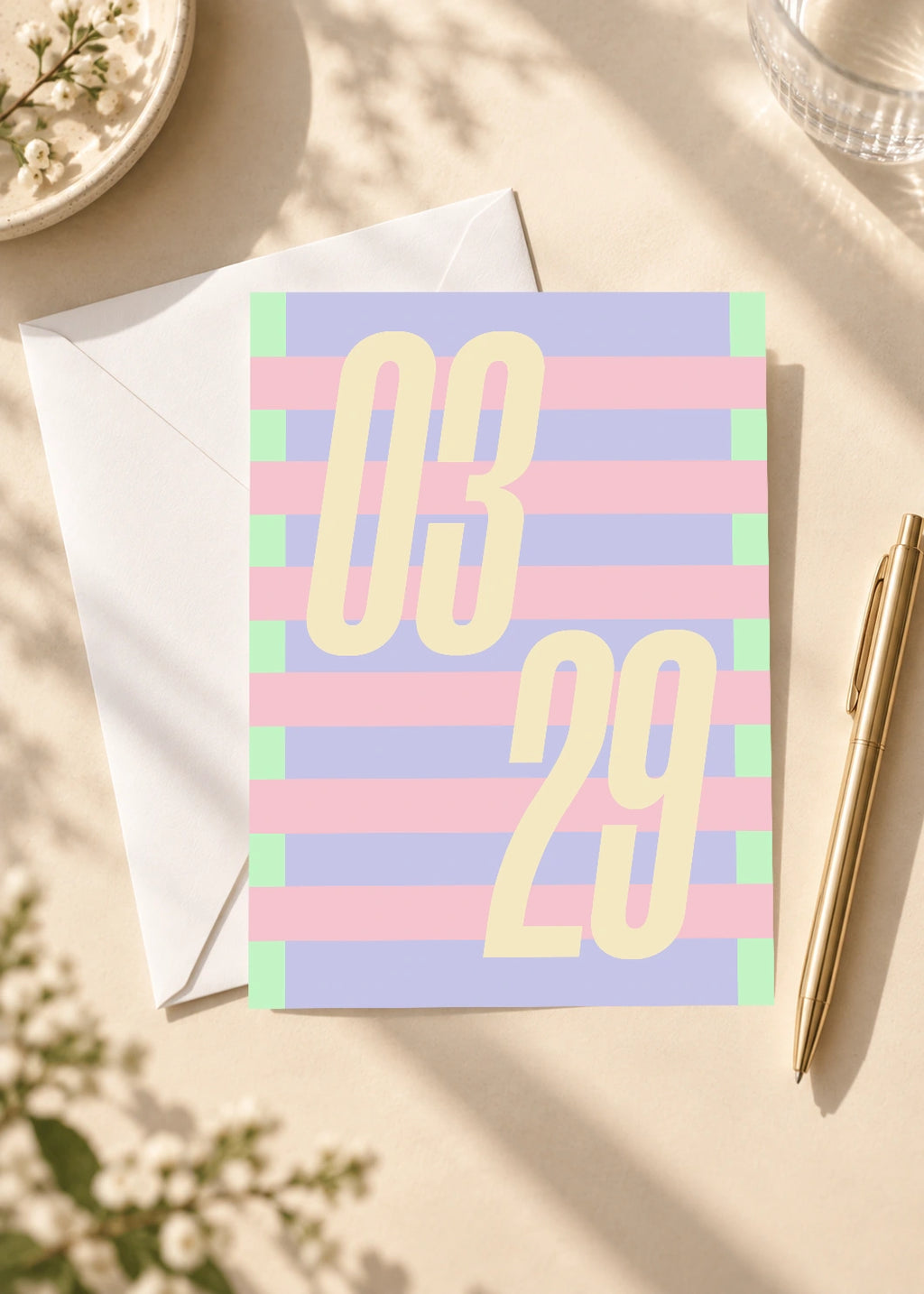March 29 DAYMARK card — Pastel Bands — scene 4