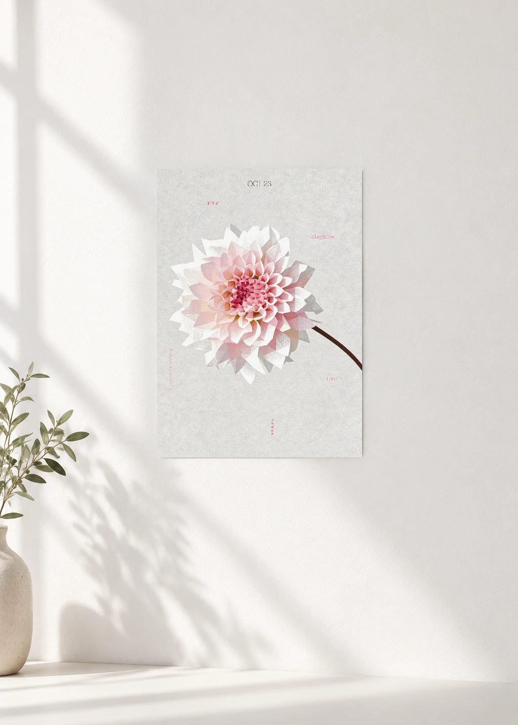 October 23 Birth Flower Poster — Dahlia — clean wall