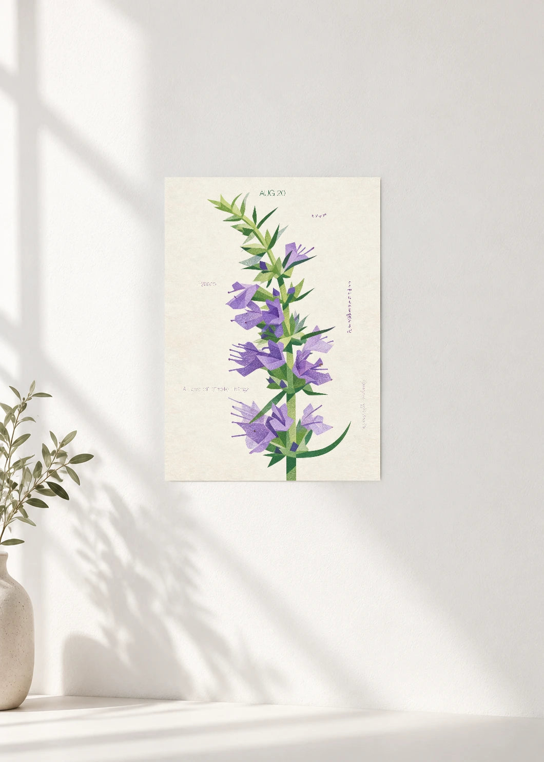 August 20 Birth Flower Poster — Hyssop — clean wall