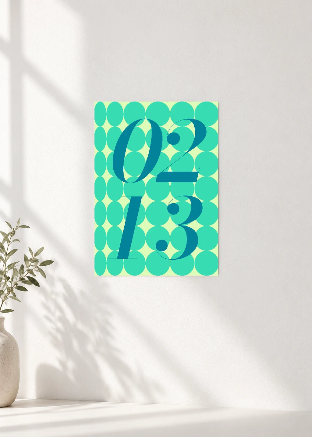 February 13 DAYMARK Poster — Aqua Drops — clean wall