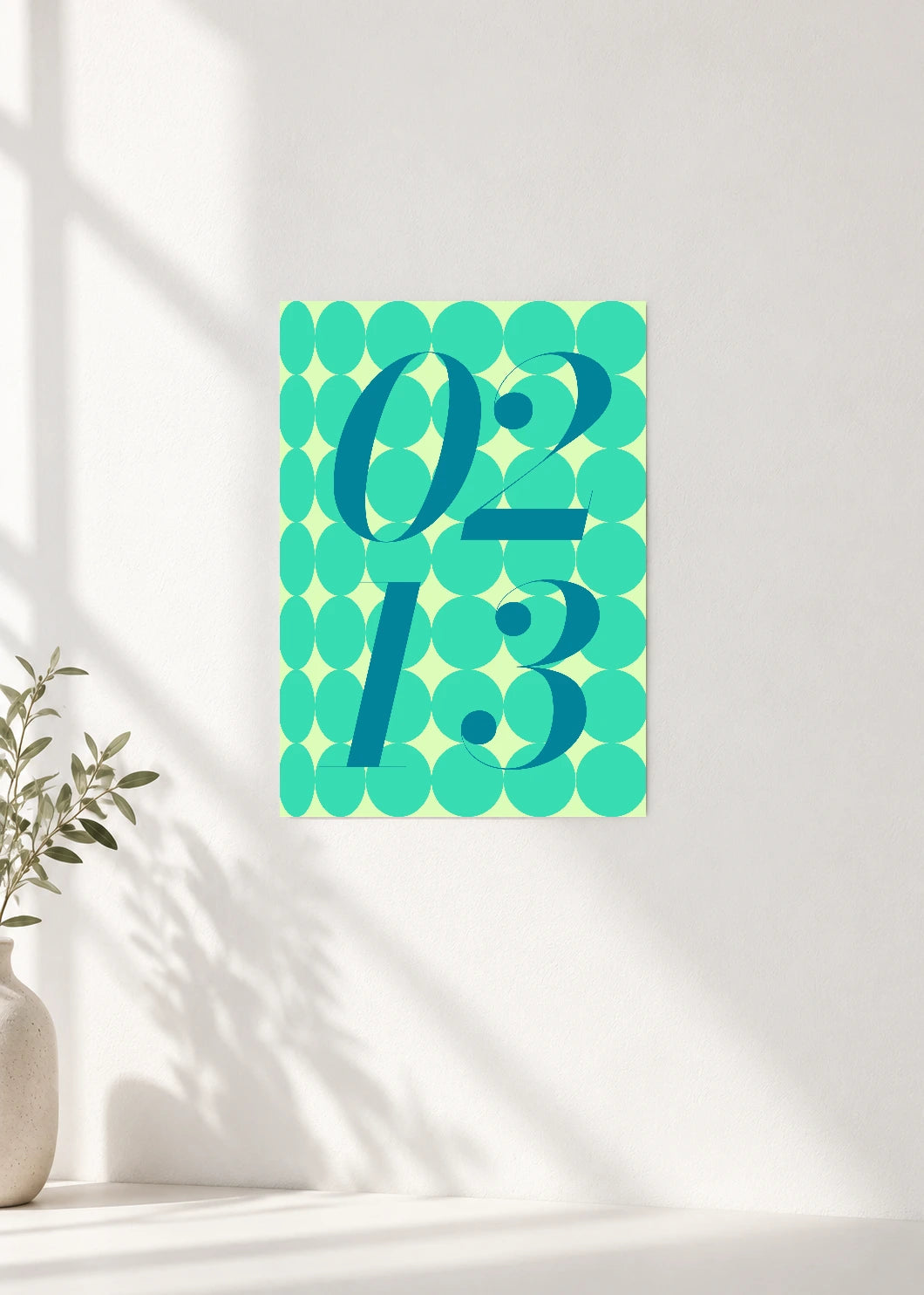 February 13 DAYMARK Poster — Aqua Drops — clean wall