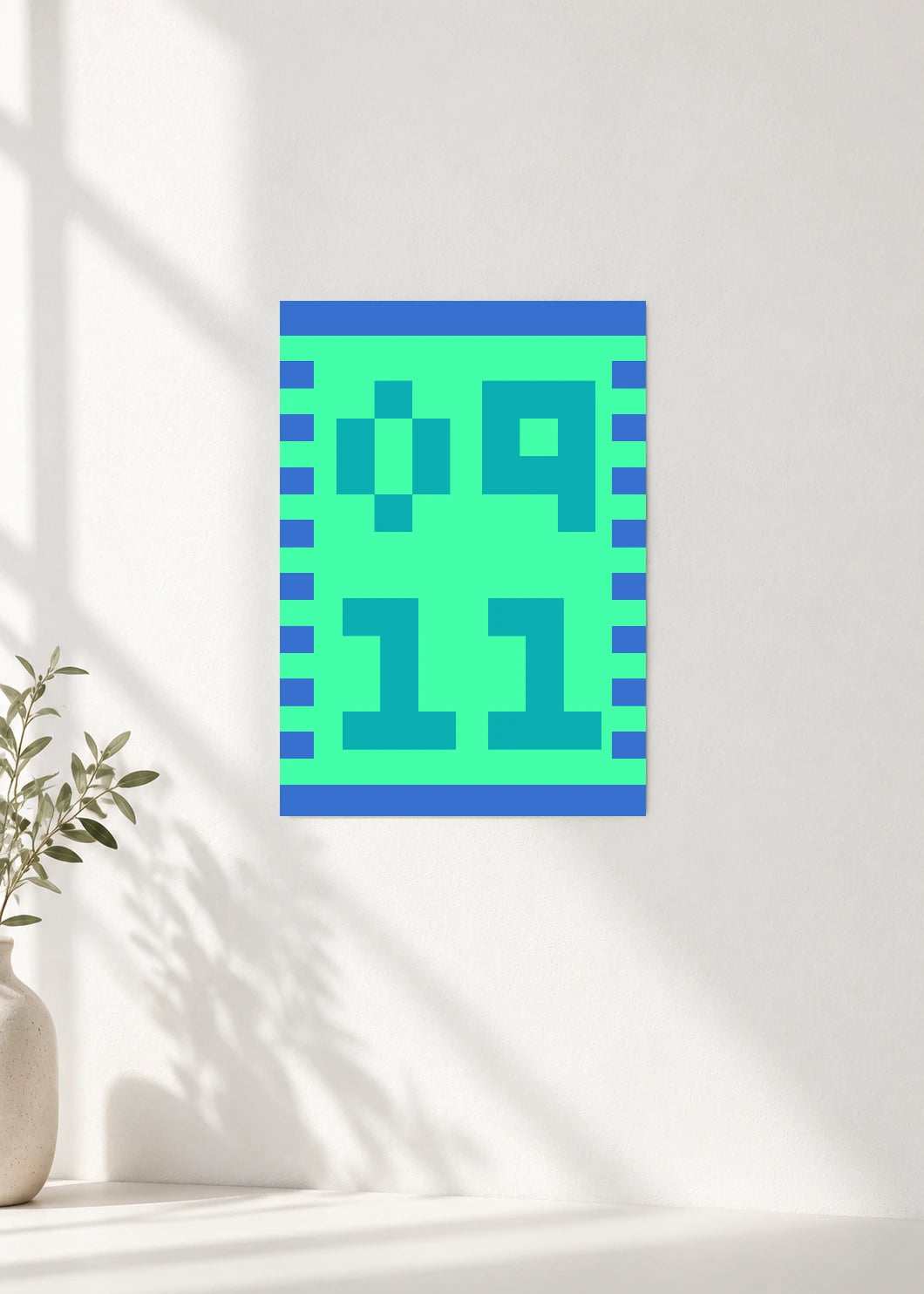 September 11 DAYMARK Poster — Teal Frame — clean wall