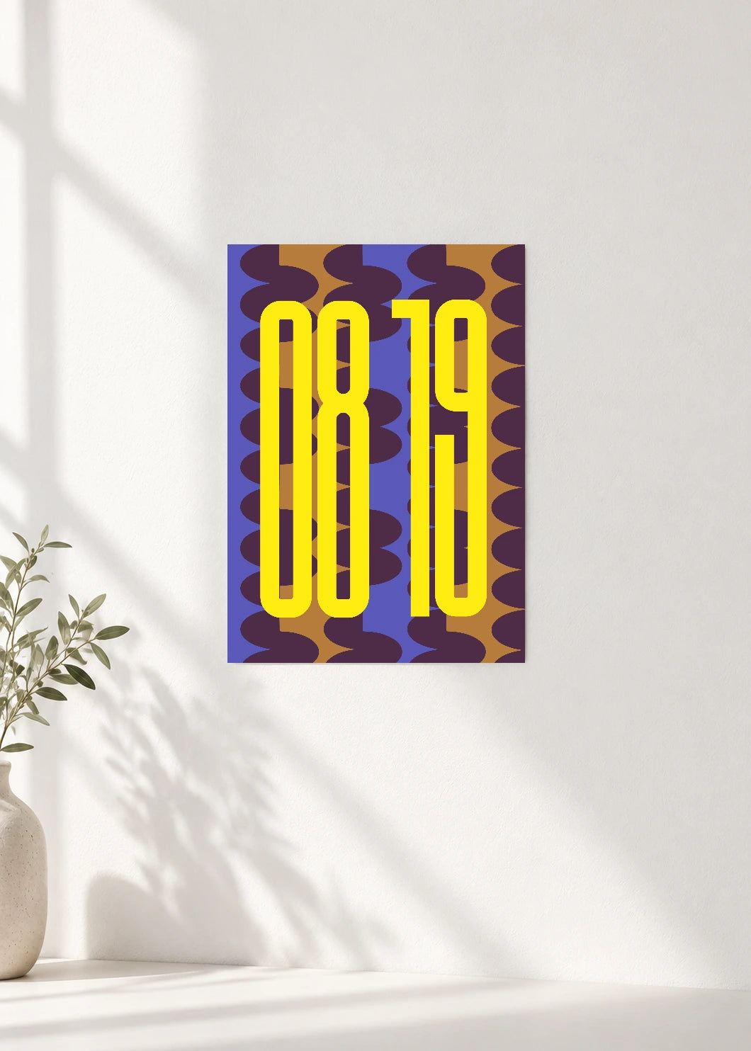 August 19 DAYMARK Poster — Yellow Columns — clean wall