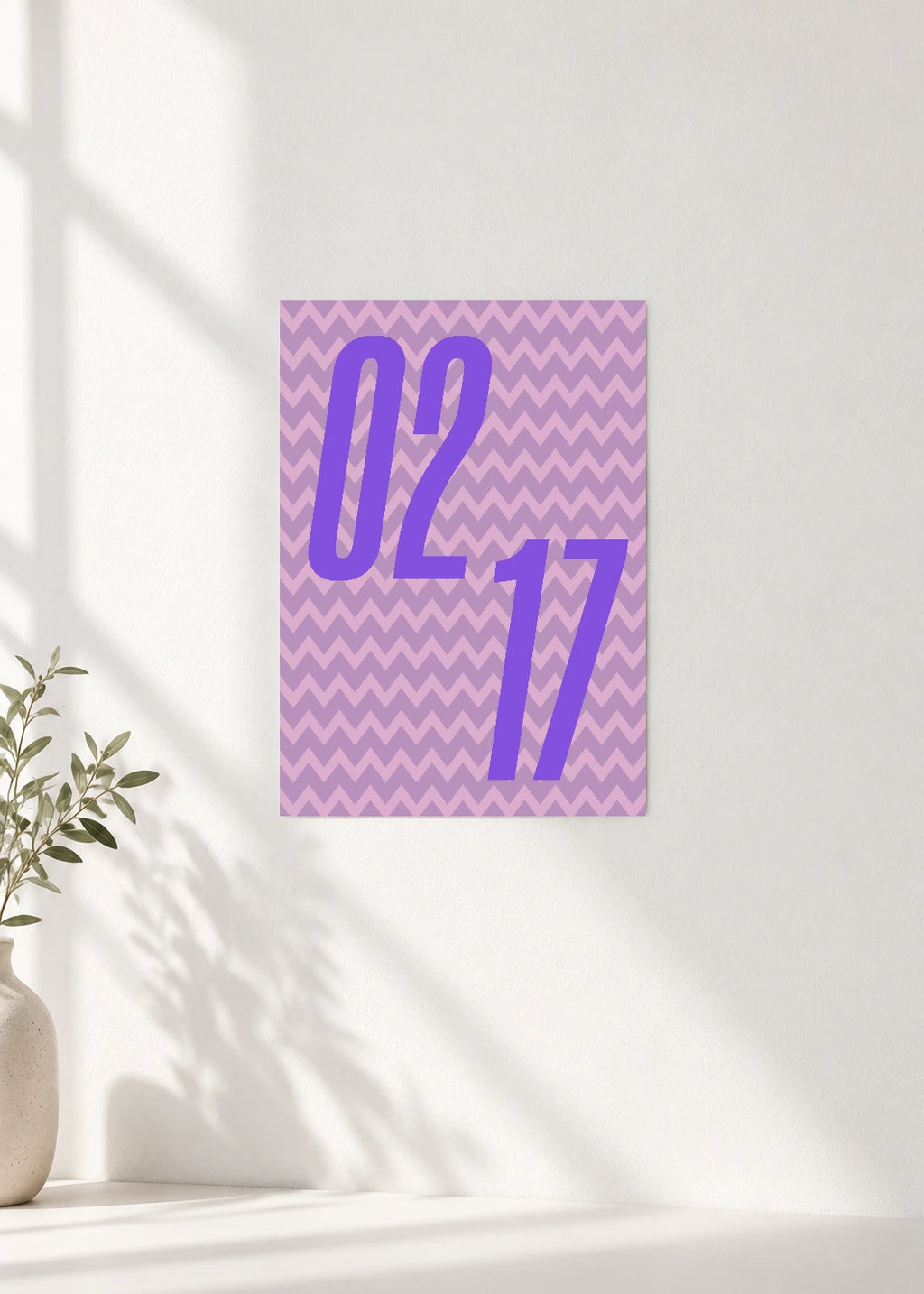 February 17 DAYMARK Poster — Lavender Static — clean wall