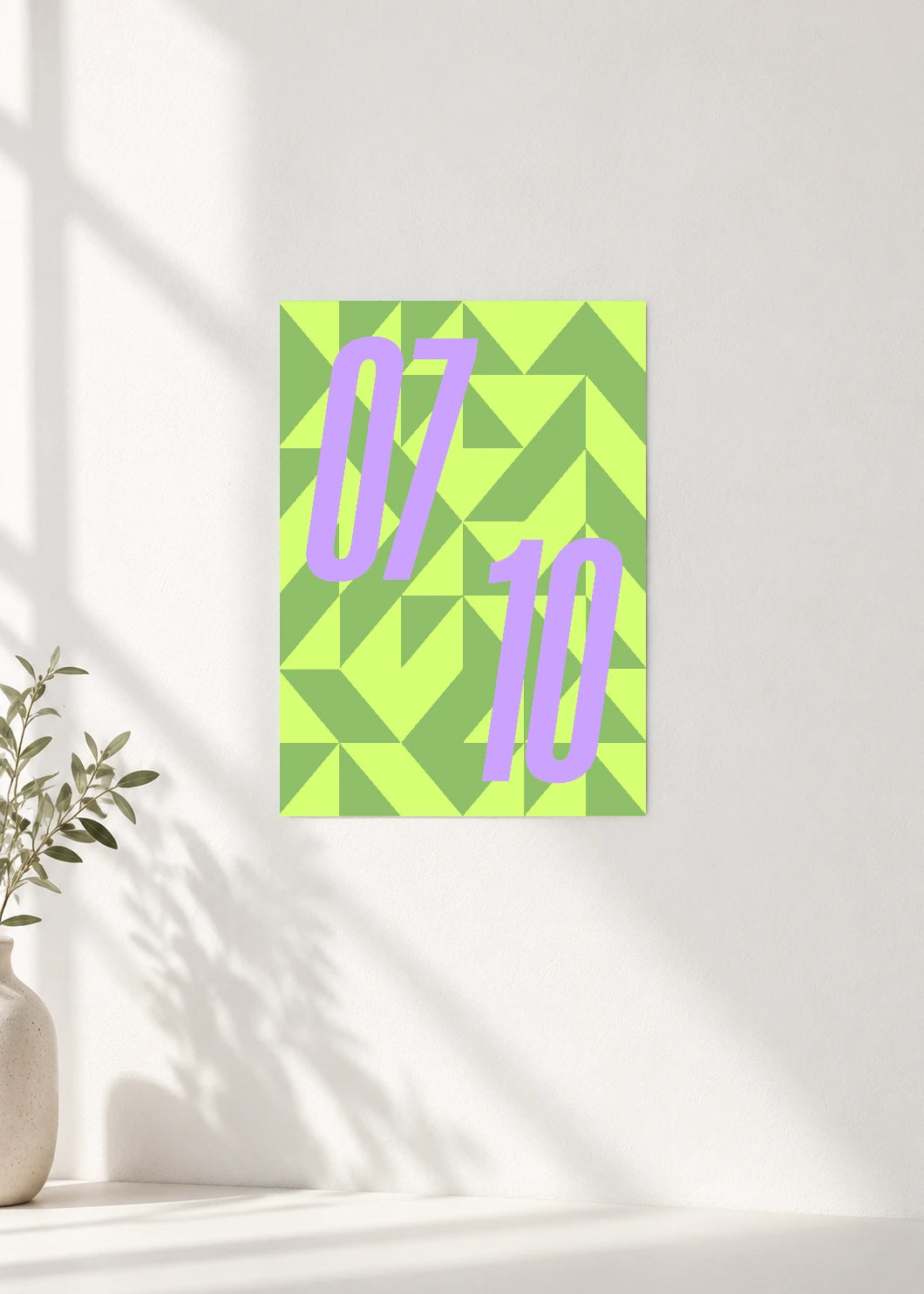 July 10 DAYMARK Poster — Lime Geometry — clean wall