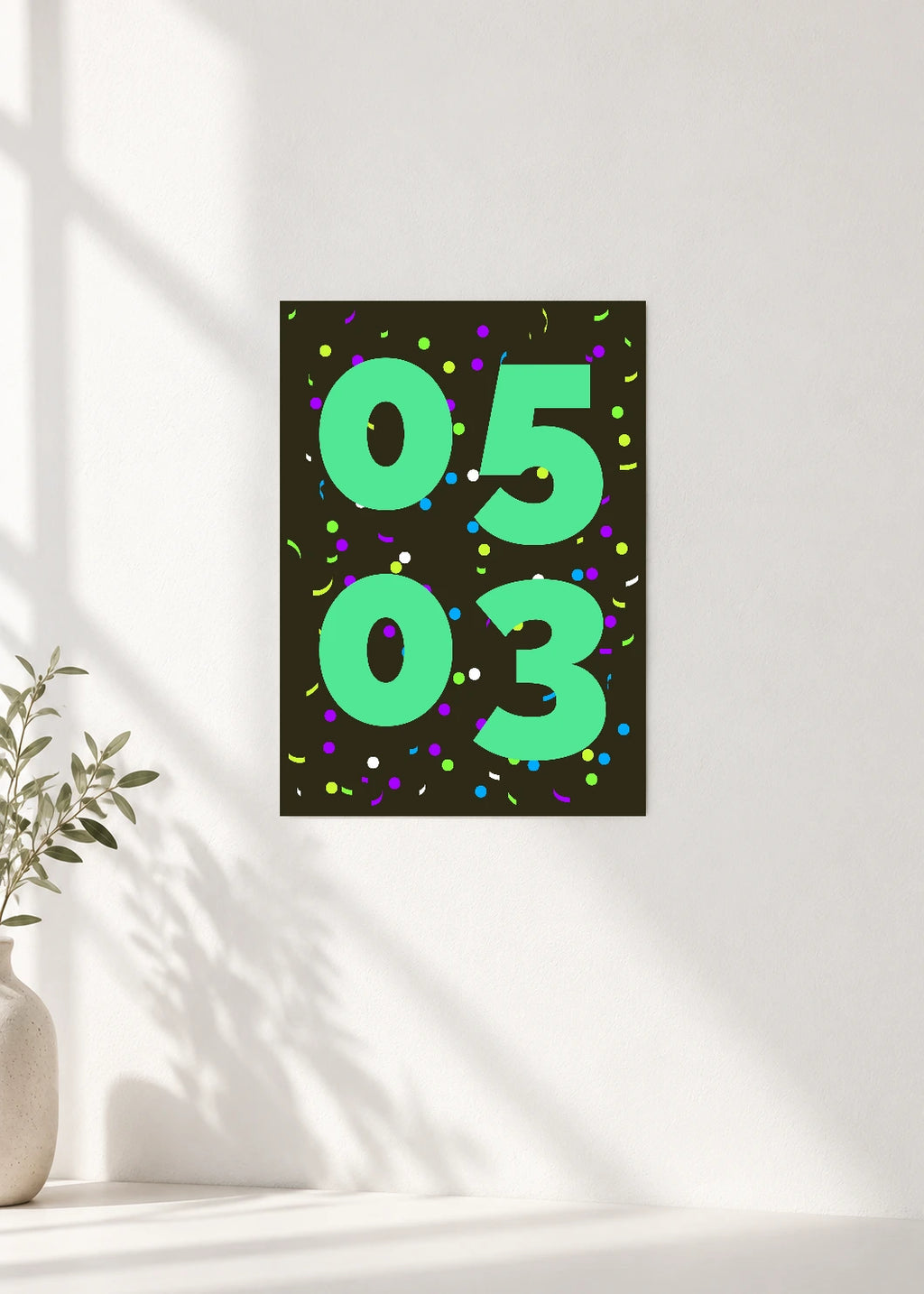 May 3 DAYMARK Poster — Mint Confetti — clean wall