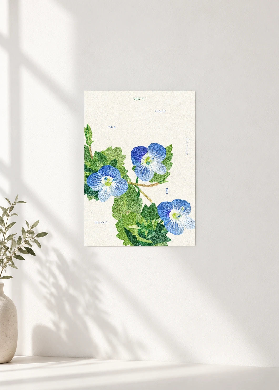 May 17 Birth Flower Poster — Speedwell — clean wall
