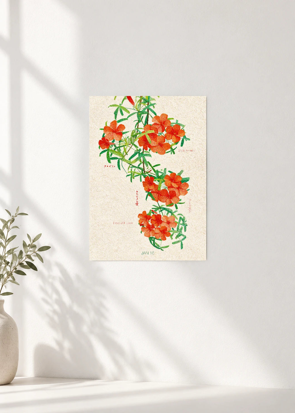 January 16 Birth Flower Poster — Wood Sorrel — clean wall
