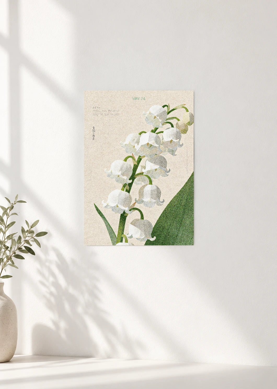 May 24 Birth Flower Poster — Lily of the Valley — clean wall