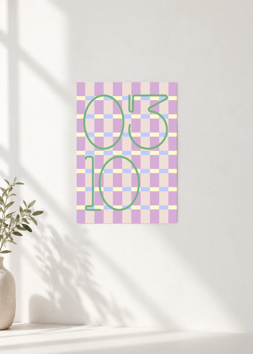 March 10 DAYMARK Poster — Lavender Check — clean wall