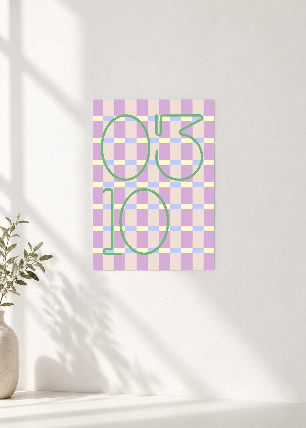 March 10 DAYMARK Poster — Lavender Check — clean wall