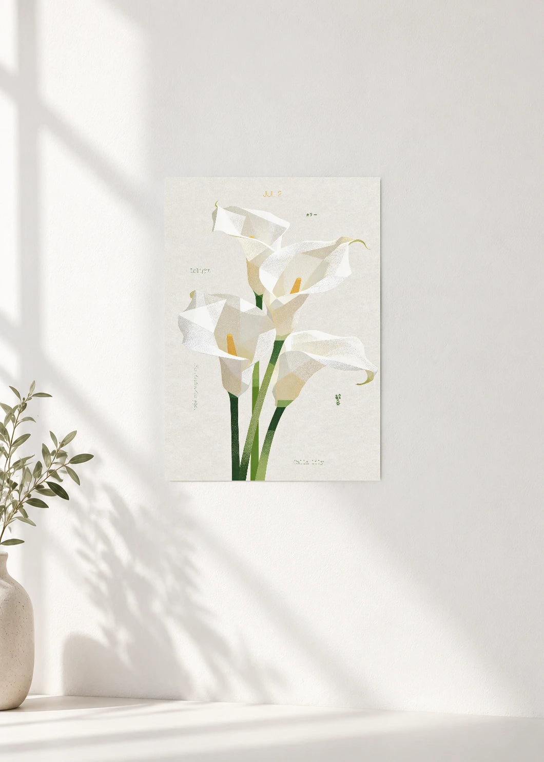 July 2 Birth Flower Poster — Calla Lily (White) — clean wall
