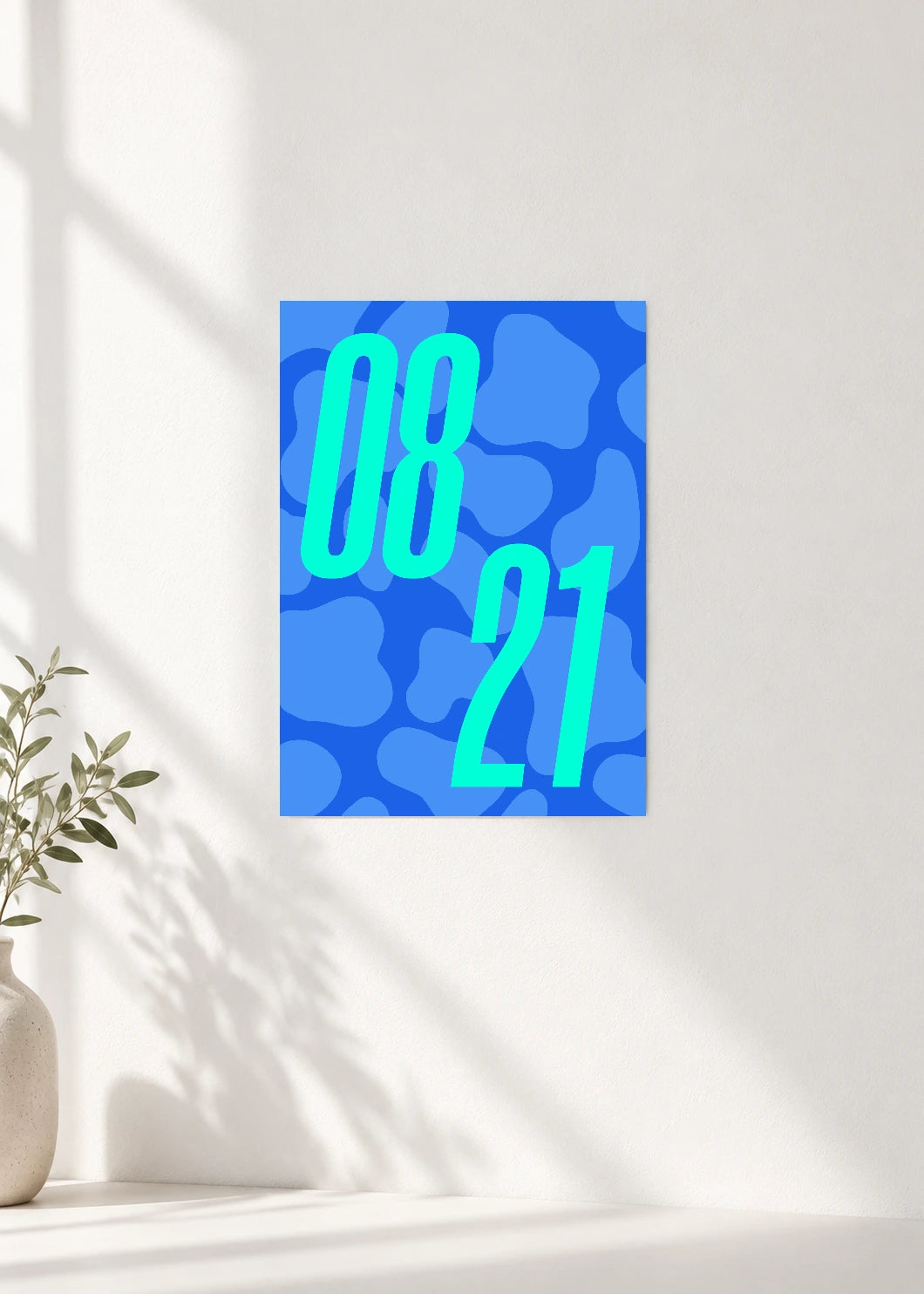 August 21 DAYMARK Poster — Neon Blue — clean wall