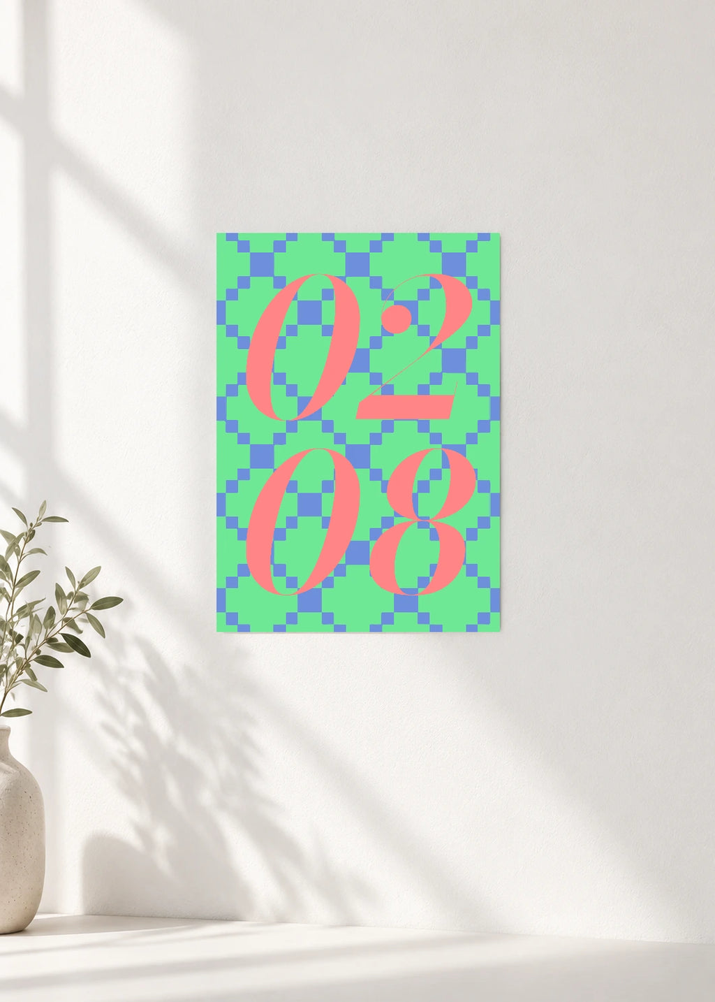 February 8 DAYMARK Poster — Pixel Bloom — clean wall
