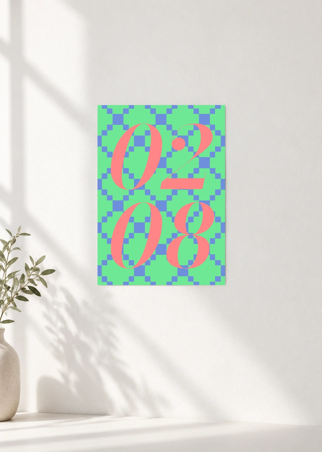 February 8 DAYMARK Poster — Pixel Bloom — clean wall