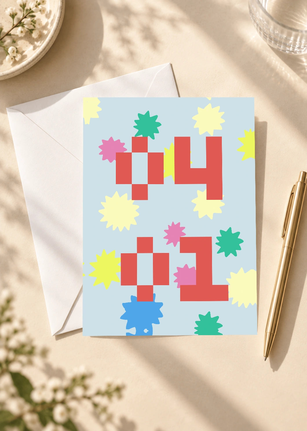April 1 DAYMARK card — Spring Pixels — scene 4