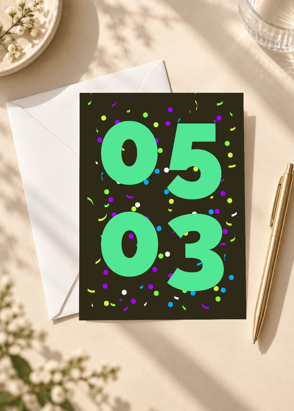 May 3 DAYMARK card — Mint Confetti — scene 4