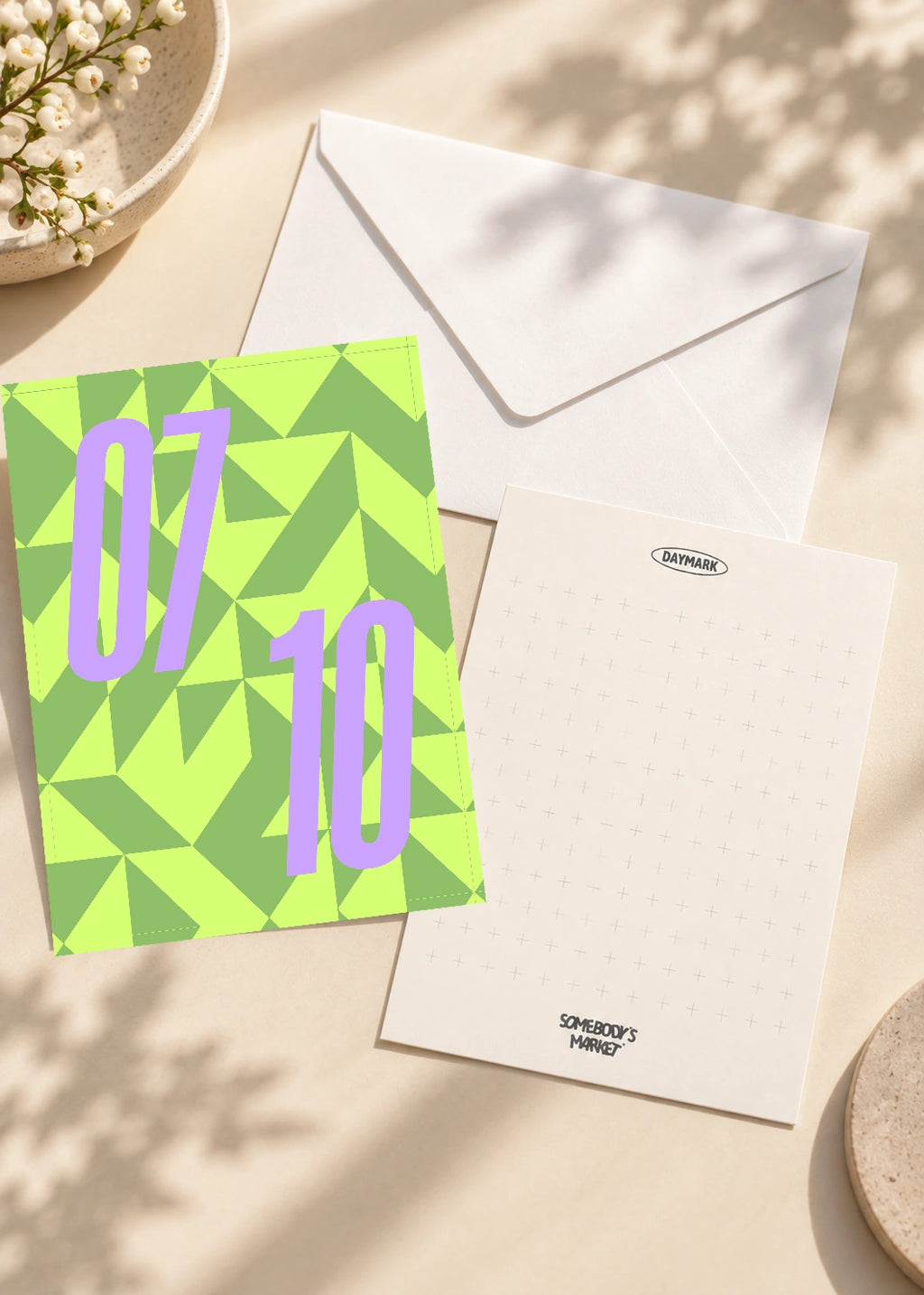 July 10 DAYMARK card — Lime Geometry — scene 2