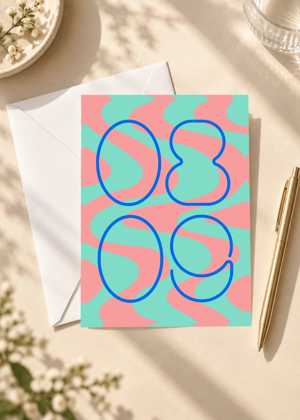 August 9 DAYMARK card — Blue Loops — scene 4