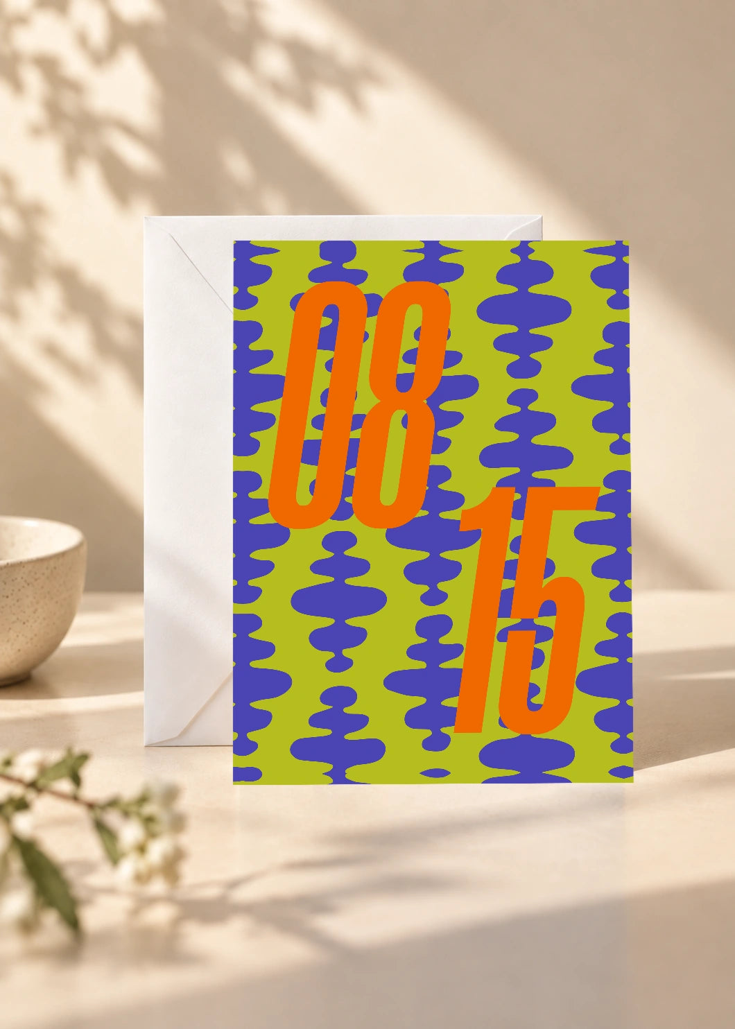 August 15 DAYMARK card — Orange Waves — scene 1