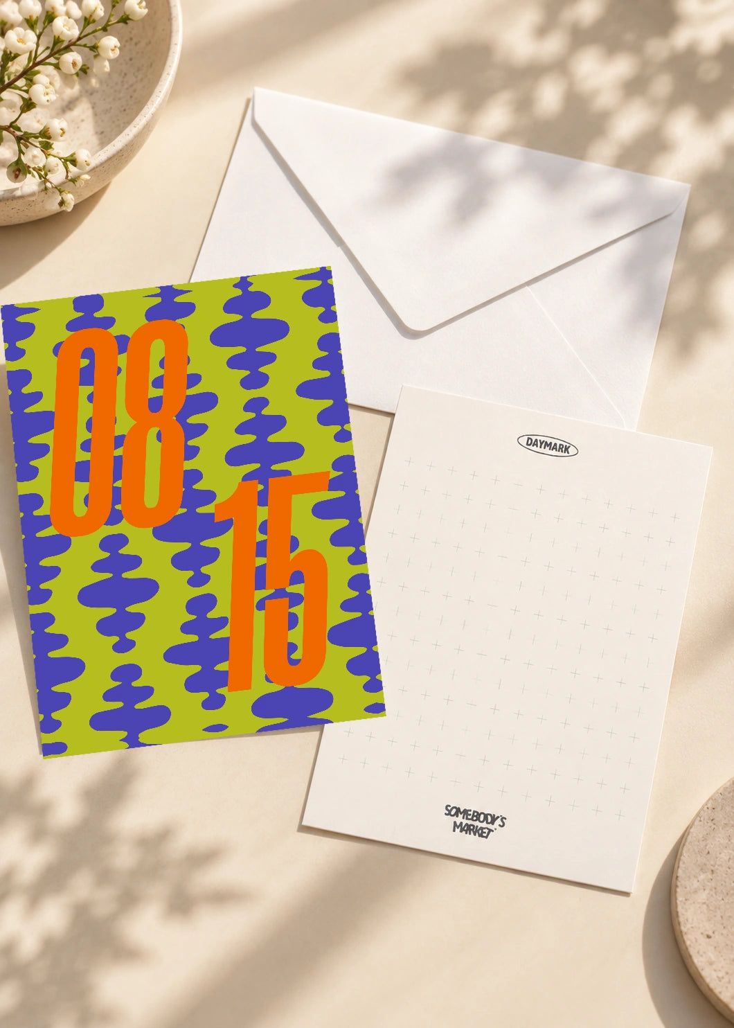 August 15 DAYMARK card — Orange Waves — scene 2