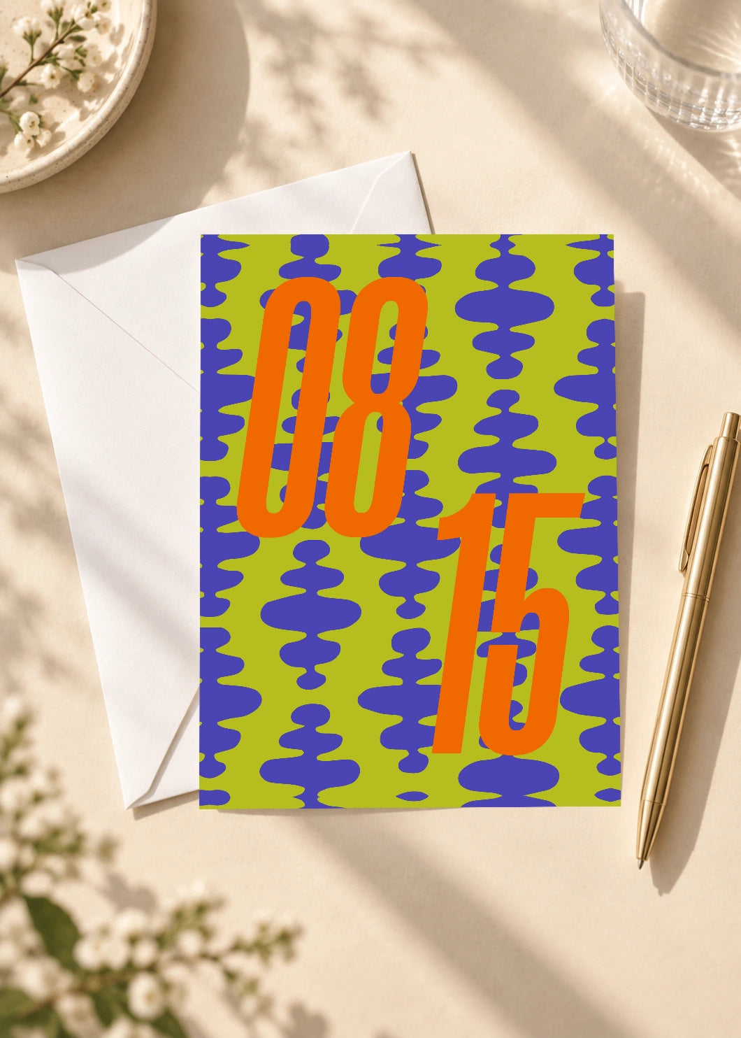 August 15 DAYMARK card — Orange Waves — scene 4