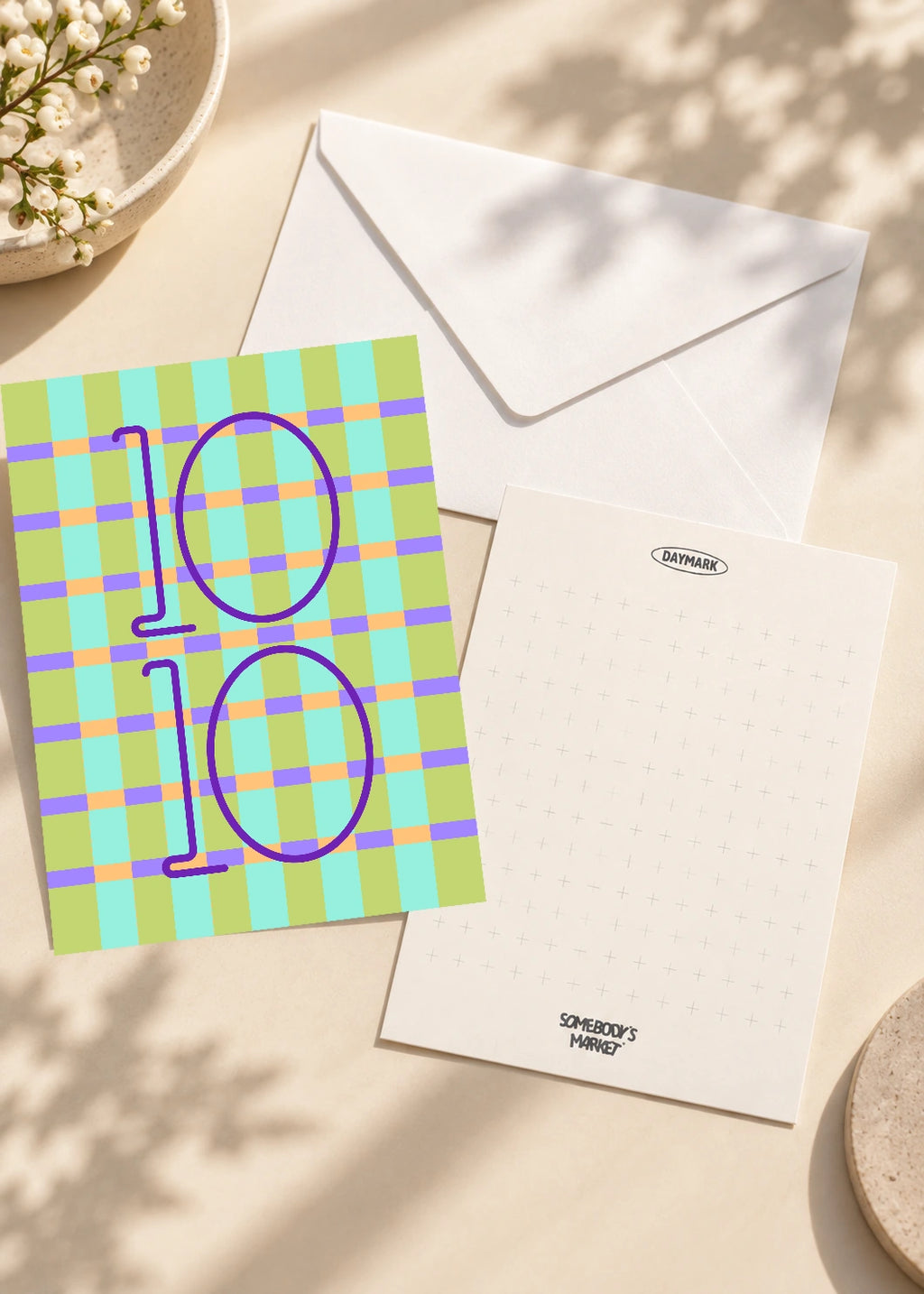 October 10 DAYMARK card — Purple Check — scene 2