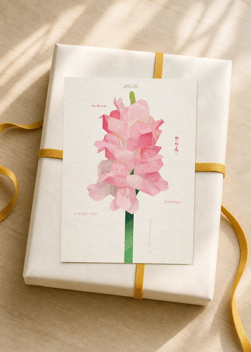 January 28 Snapdragon birth flower card — gift