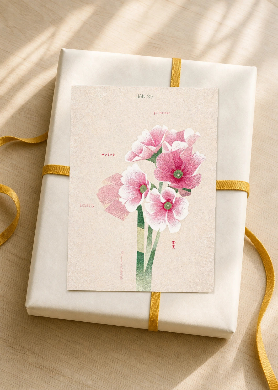 January 30 Japanese Primrose birth flower card — gift