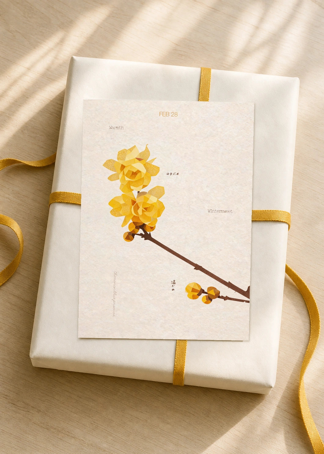 February 28 Wintersweet birth flower card — gift