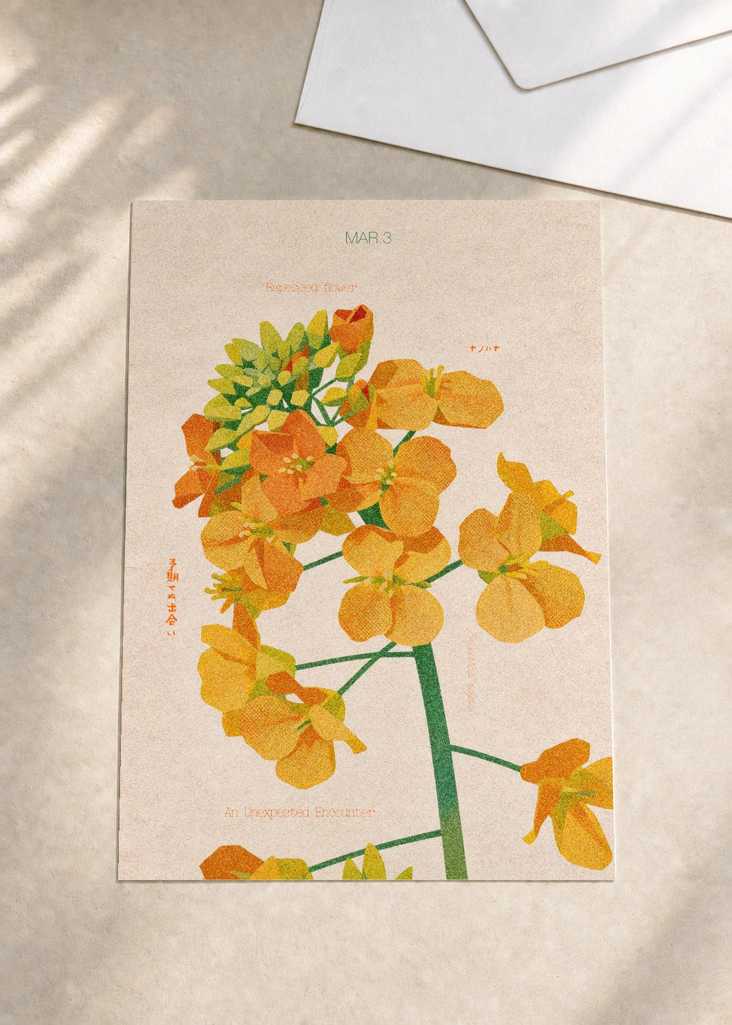 March 3 Rapeseed Flower birth flower card — envelope