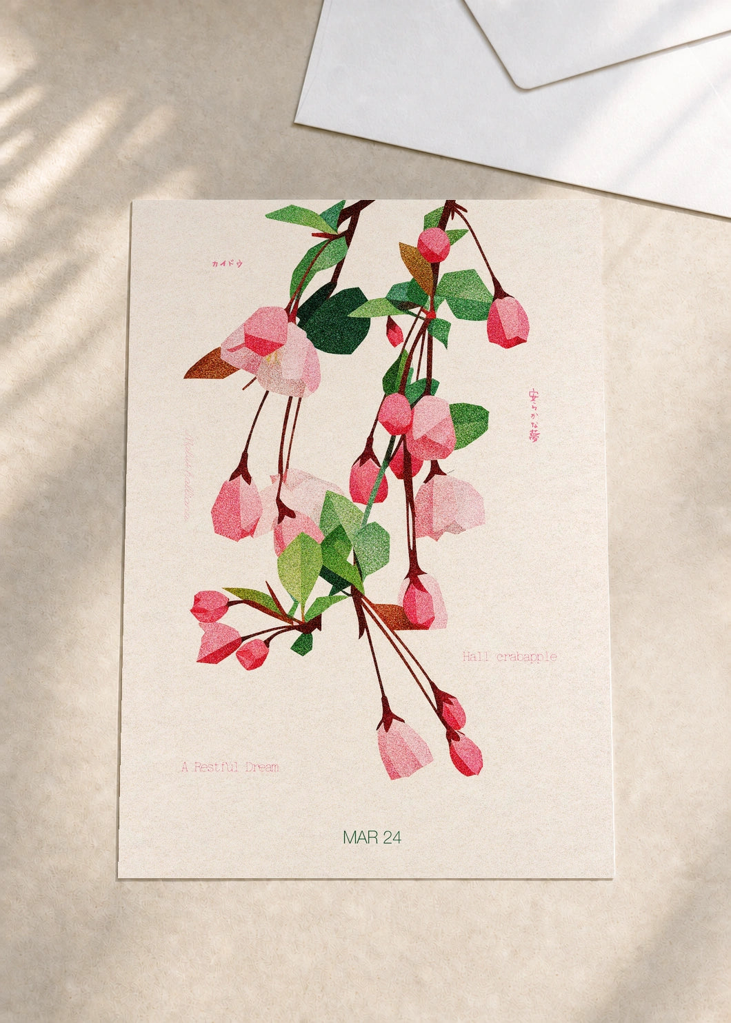 March 24 Hall Crabapple birth flower card — envelope