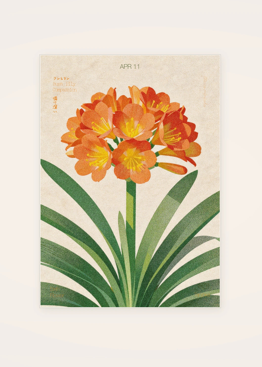 April 11 Bush Lily birth flower card — clean