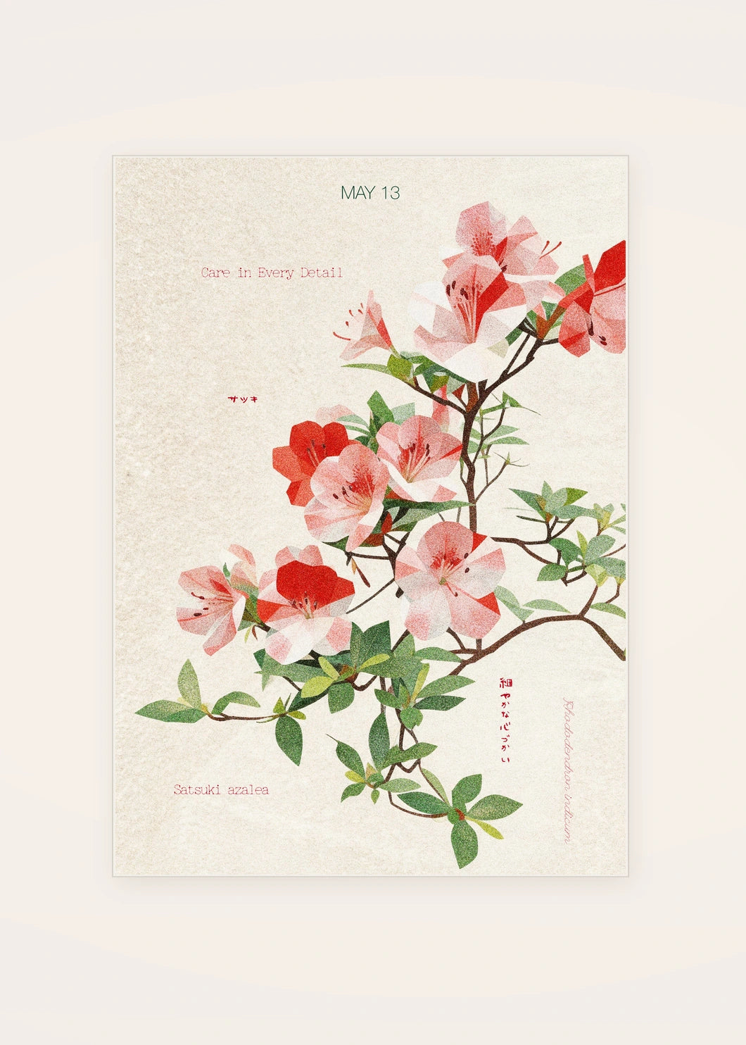 May 13 Satsuki Azalea birth flower card — clean