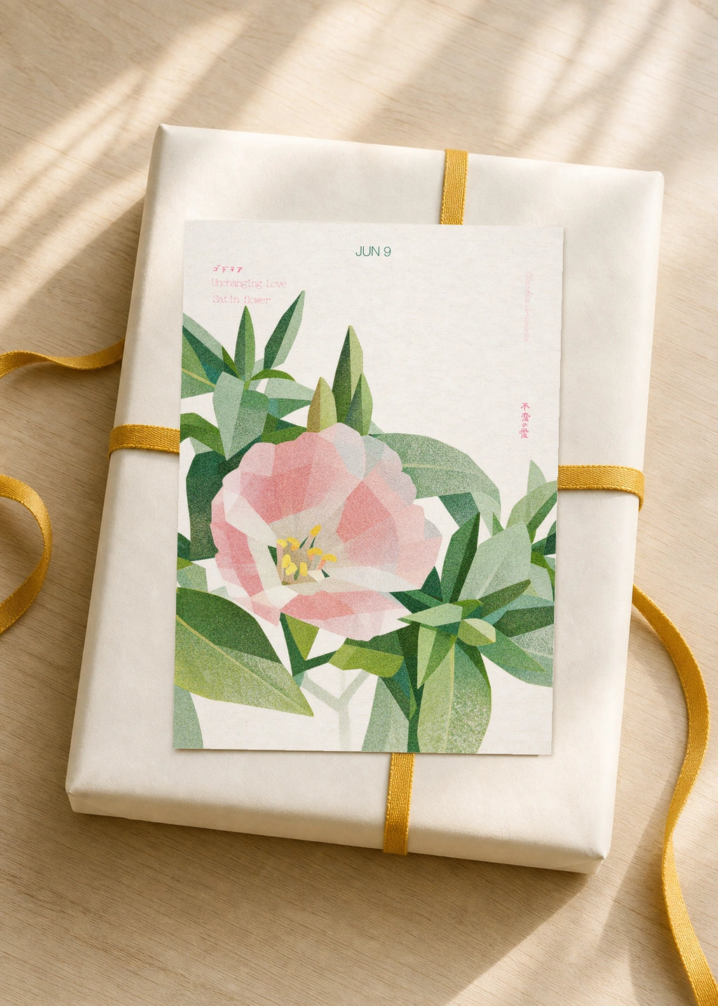 June 9 Satin Flower birth flower card — gift