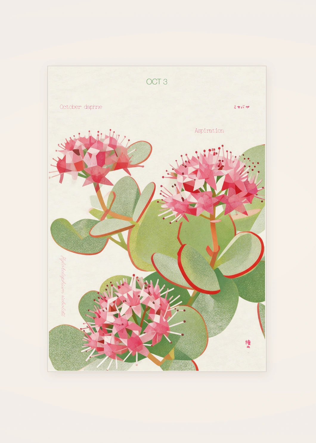 October 3 October Daphne birth flower card — clean