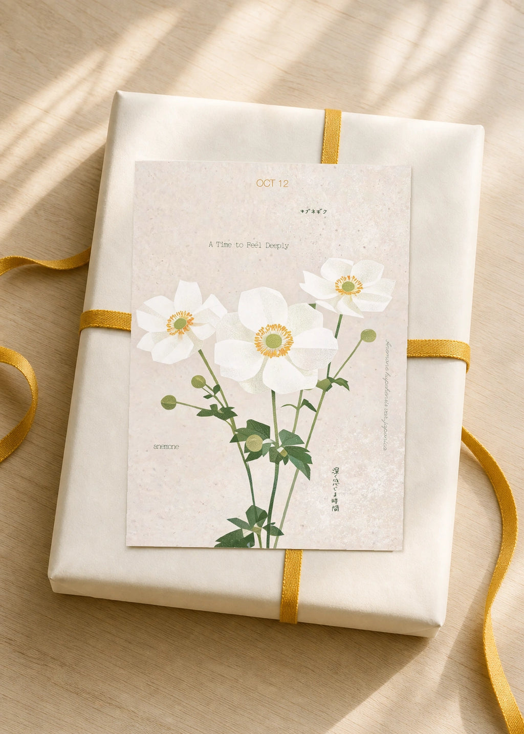 October 12 Japanese Anemone birth flower card — gift