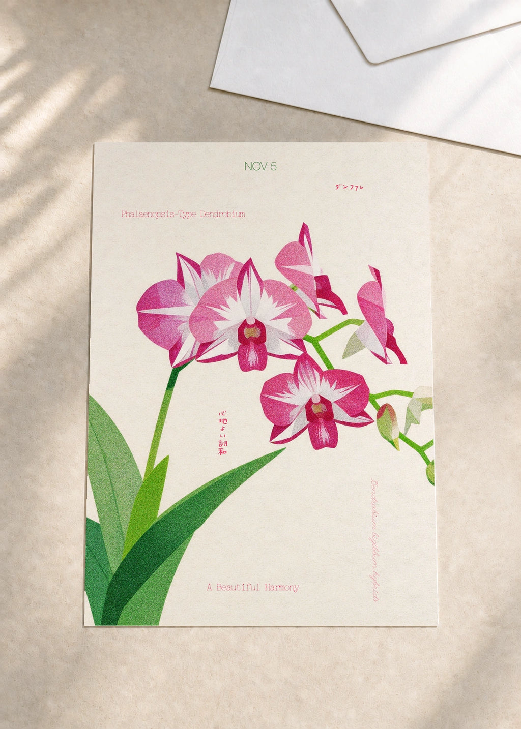 November 5 Phalaenopsis-Type Dendrobium birth flower card — envelope