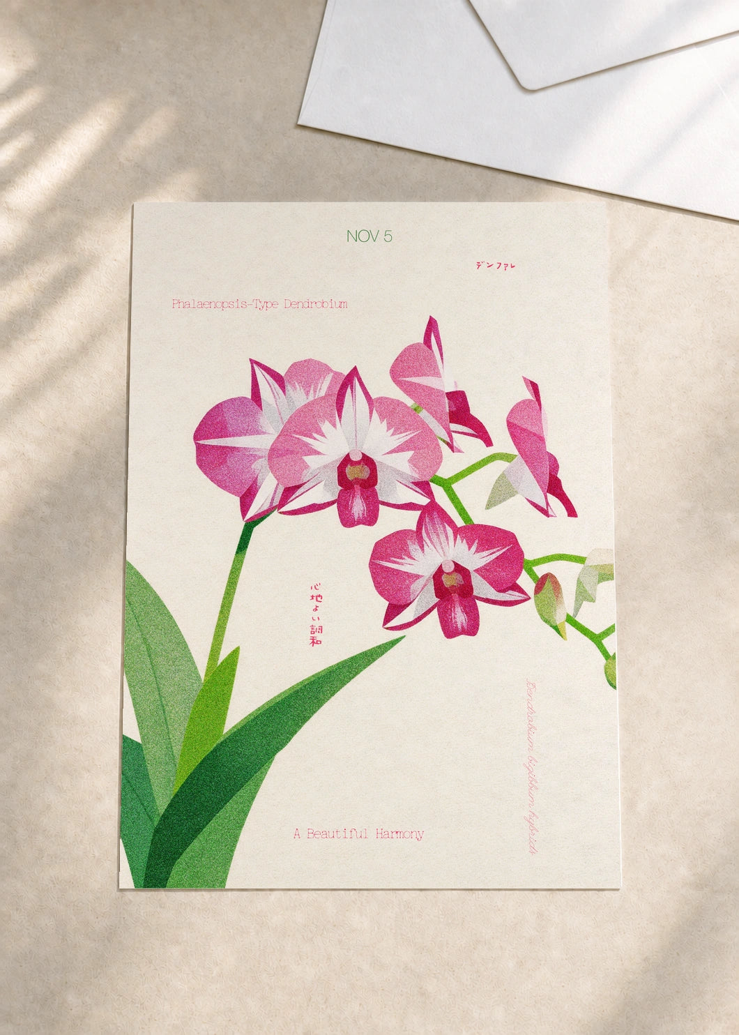 November 5 Phalaenopsis-Type Dendrobium birth flower card — envelope