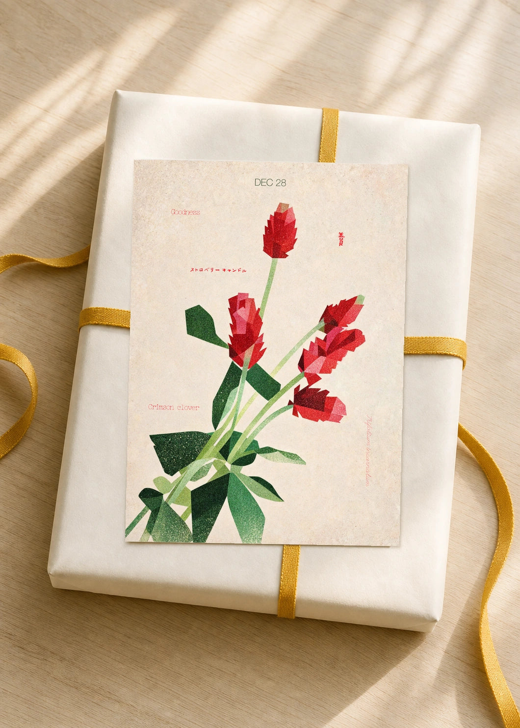 December 28 Crimson Clover birth flower card — gift