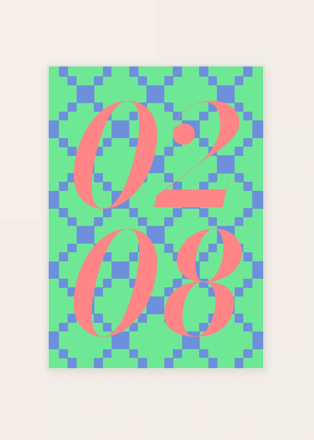 February 8 DAYMARK card — Pixel Bloom — clean