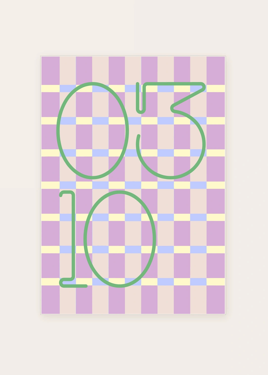 March 10 DAYMARK card — Lavender Check — clean