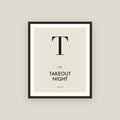 T is for Takeout Night · Framed Print